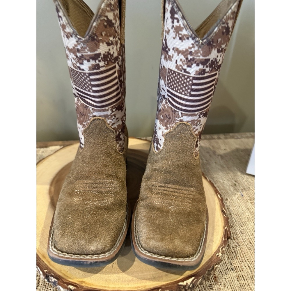 Ariat Kids Sport Patriot Western Boots Camo American Flag Brown Sz-11 - Picture 9 of 15
